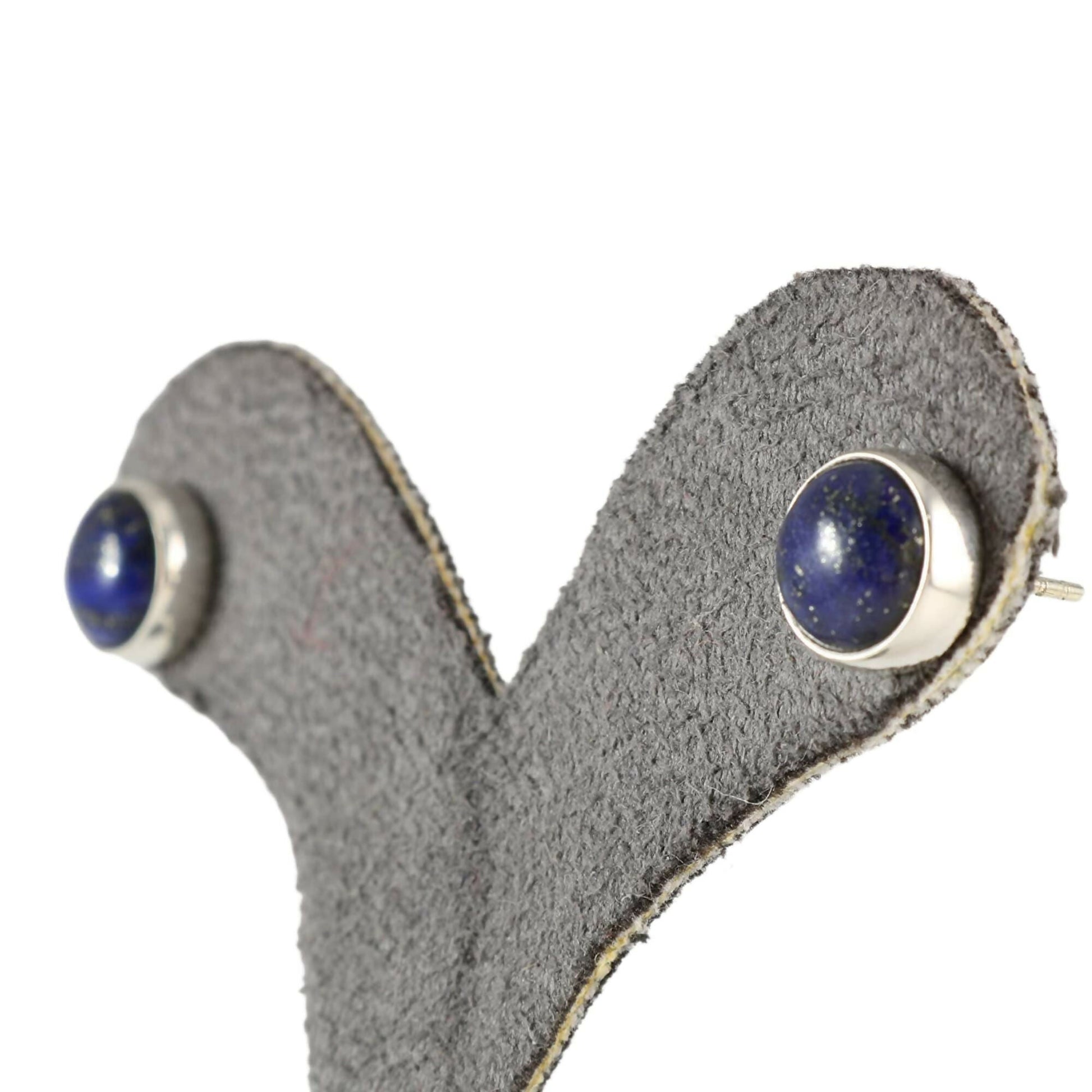 Sterling Silver .925 Navy Blue Lapis Lazuli 9mm Round Handmade Stud Earrings for Women and Men - Wear Sierra