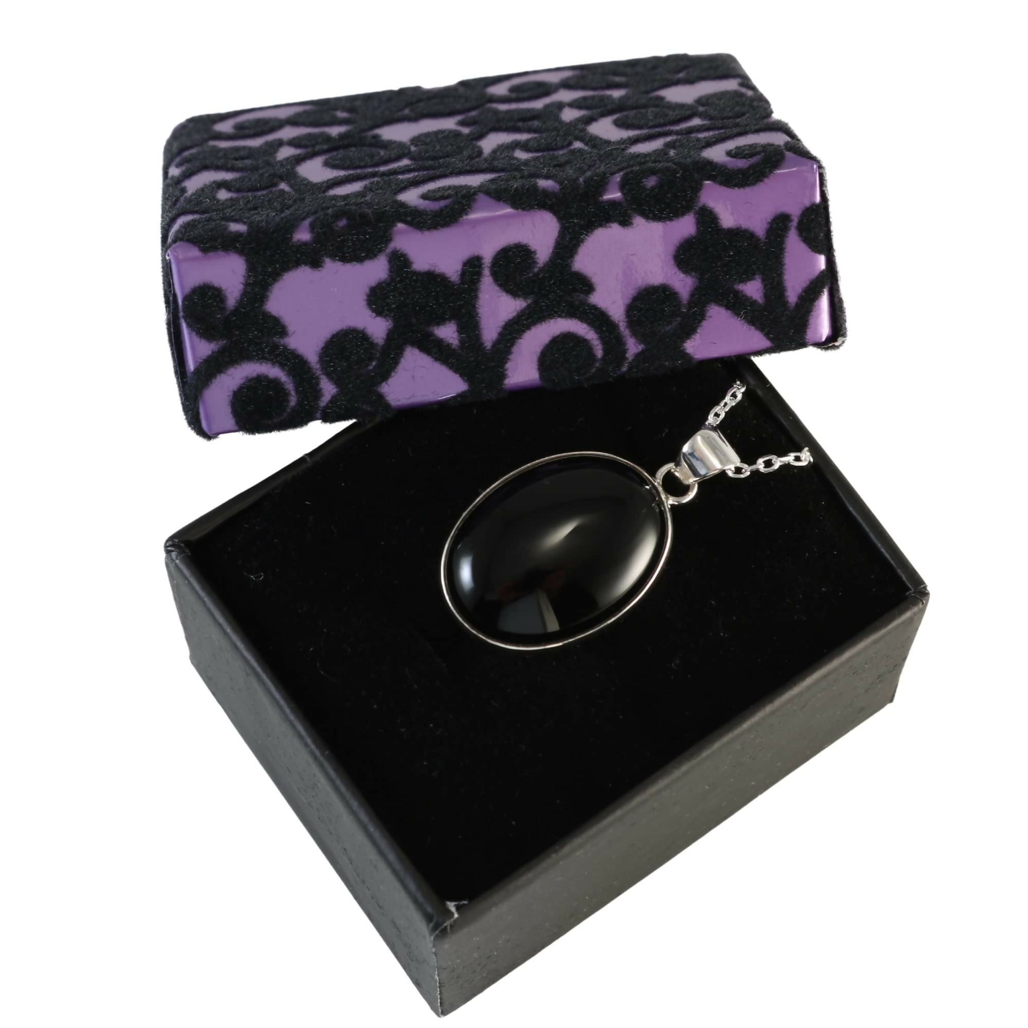 Sterling Silver .925 Oval Black Onyx Handmade Small Pendant Necklace 16" + 2'' Extender Chain for Women - Wear Sierra