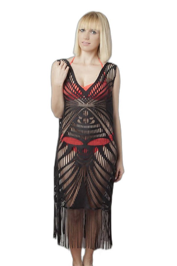Stylish Women's Beach Cover Up with Fringe Hem - Great for Lake, Beach or Pool - Wear Sierra