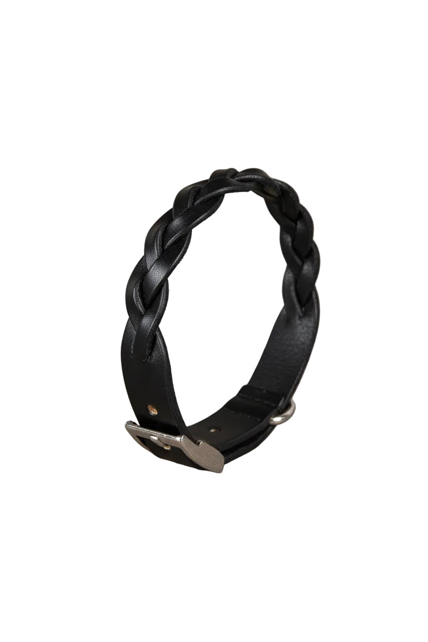 Braided Leather Dog Collar – Adjustable, Durable Leather Collar for Toy Breed Dogs
