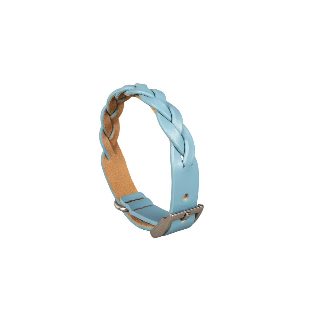 Braided Leather Dog Collar – Adjustable, Durable Leather Collar for Toy Breed Dogs