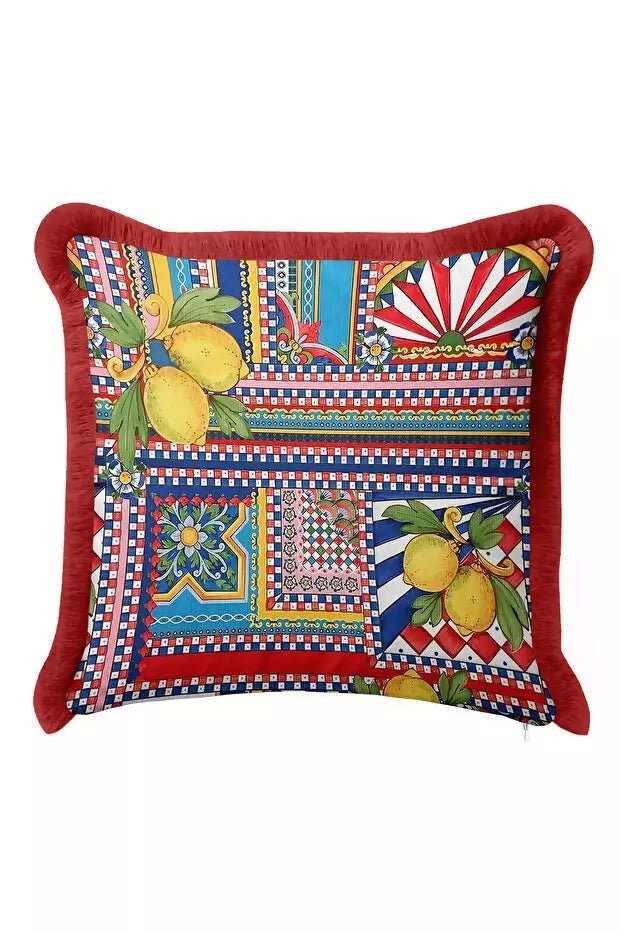 Throw Pillow Cover Set of 2 with Fringe and Tassels - Italian-Inspired Colorful Home Decor - Wear Sierra