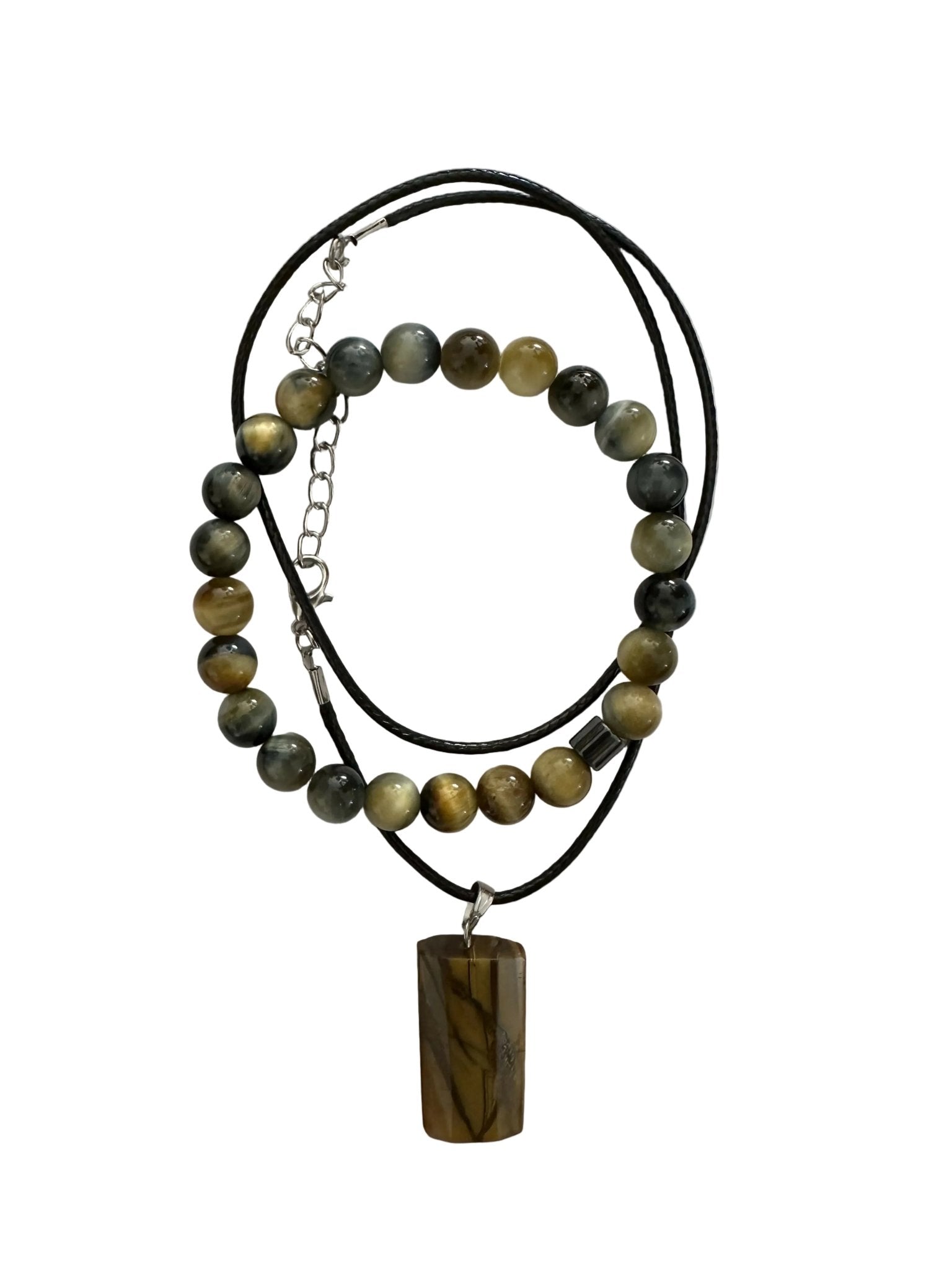Tiger’s Eye Natural Stone Bracelet with Matching Necklace - Wear Sierra