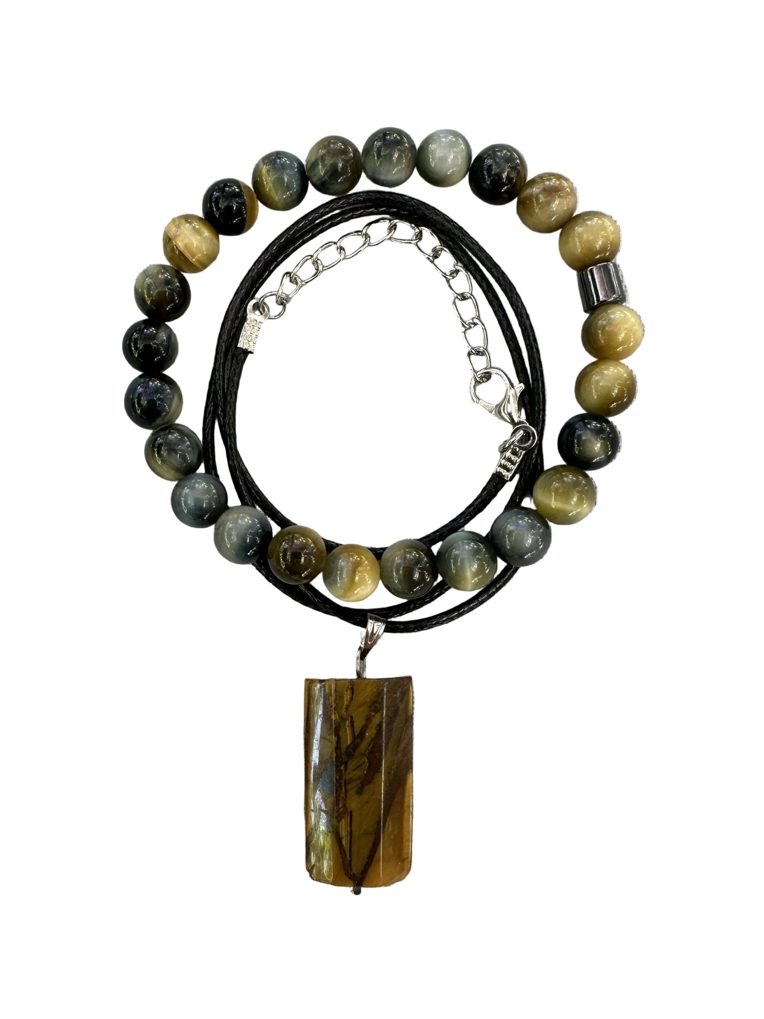 Tiger’s Eye Natural Stone Bracelet with Matching Necklace - Wear Sierra
