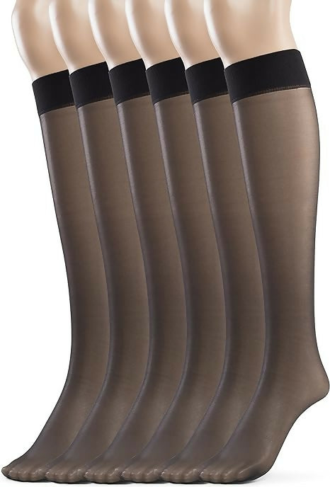 6 Pair Pack Women's Knee High Hosiery in Soft Black