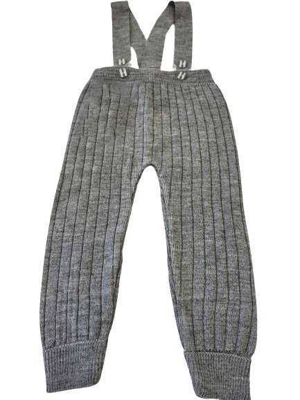 Toddler Knit Pants with Suspenders Rolled Leg Cuff Detailing - Comfortable Pull On Pants for Girls & Boys - Wear Sierra