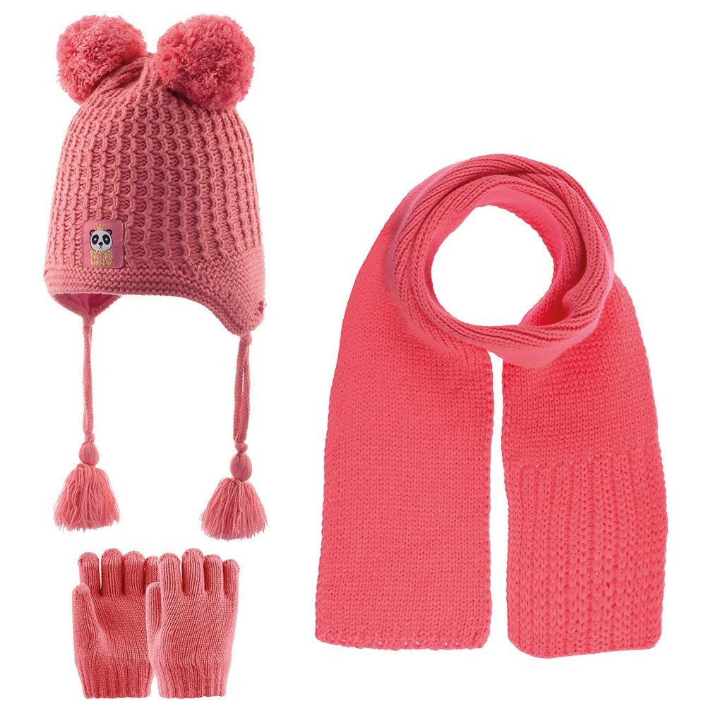 Toddler Knitted Winter Beanie 3 Piece Set With Earflaps For Girls - Wear Sierra