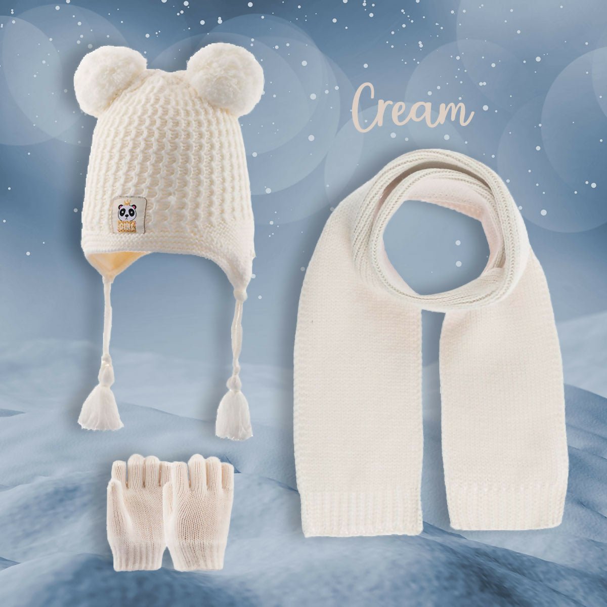 Toddler Knitted Winter Beanie 3 Piece Set With Earflaps For Girls - Wear Sierra