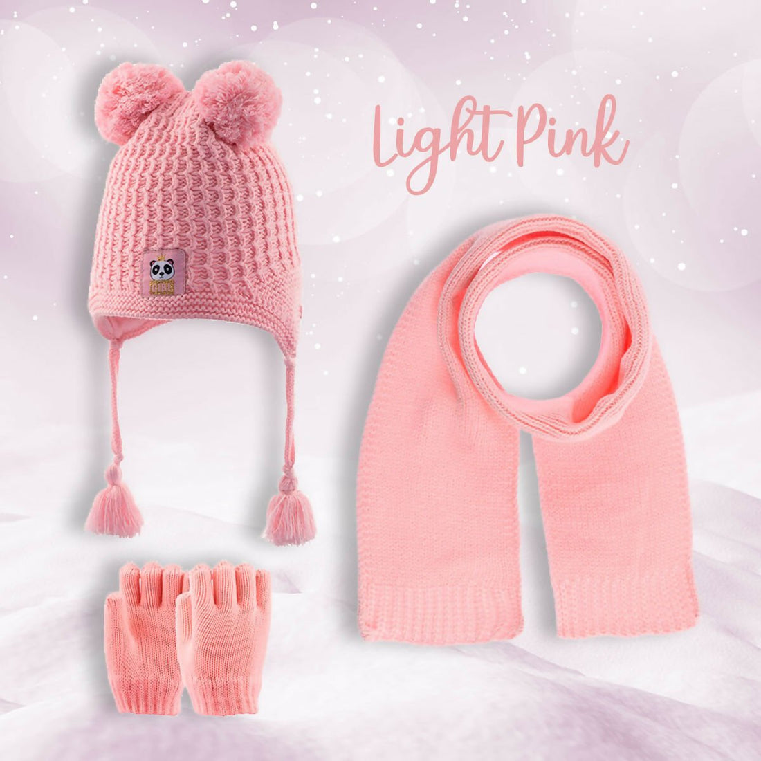 Toddler Knitted Winter Beanie 3 Piece Set With Earflaps For Girls - Wear Sierra