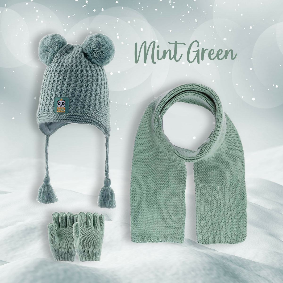 Toddler Knitted Winter Beanie 3 Piece Set With Earflaps For Girls - Wear Sierra