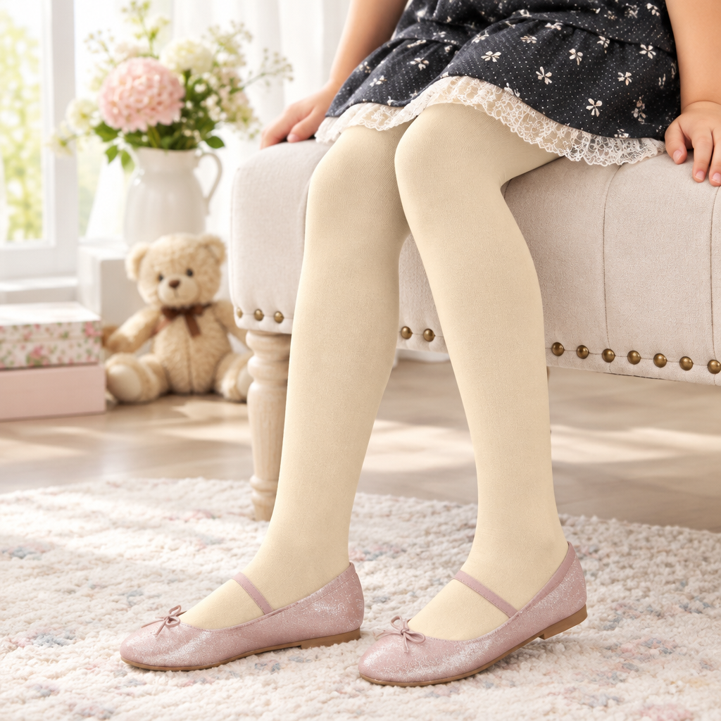 Girls' Modal School Uniform Tights - Soft, Silky Full-Footed Tights