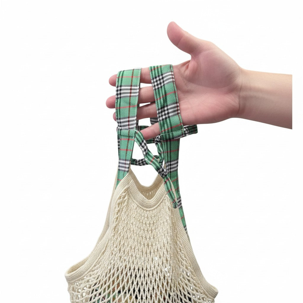 Mesh Grocery Bags 2 or 4 Pack, Reusable Cotton String Shopping Totes with Handles, Holds 10lbs for Farmers Market, Produce, Fruit, Vegetable Storage & Beach