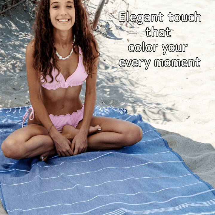 Turkish Cotton Beach Towel, Prewashed, Soft, Absorbent, Quick Dry, Oversized Bath Towels for Bathroom, Pool, Travel, Picnics, Size 39" x 71" - Wear Sierra