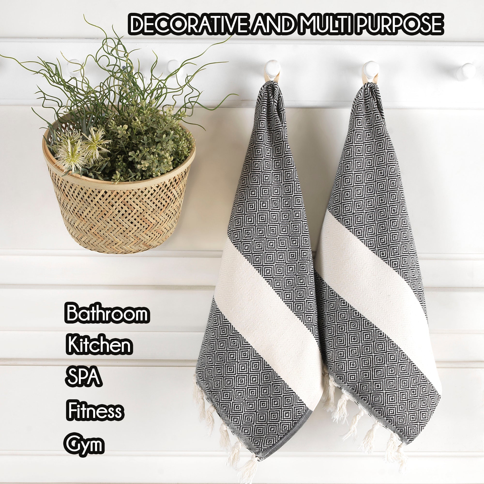 Turkish Hand Towels Set of 2 Decorative Towels for Bathroom and Kitchen - Soft, Absorbent and Quick Dry Farmhouse Towels for Hands, Hair and Face - Wear Sierra