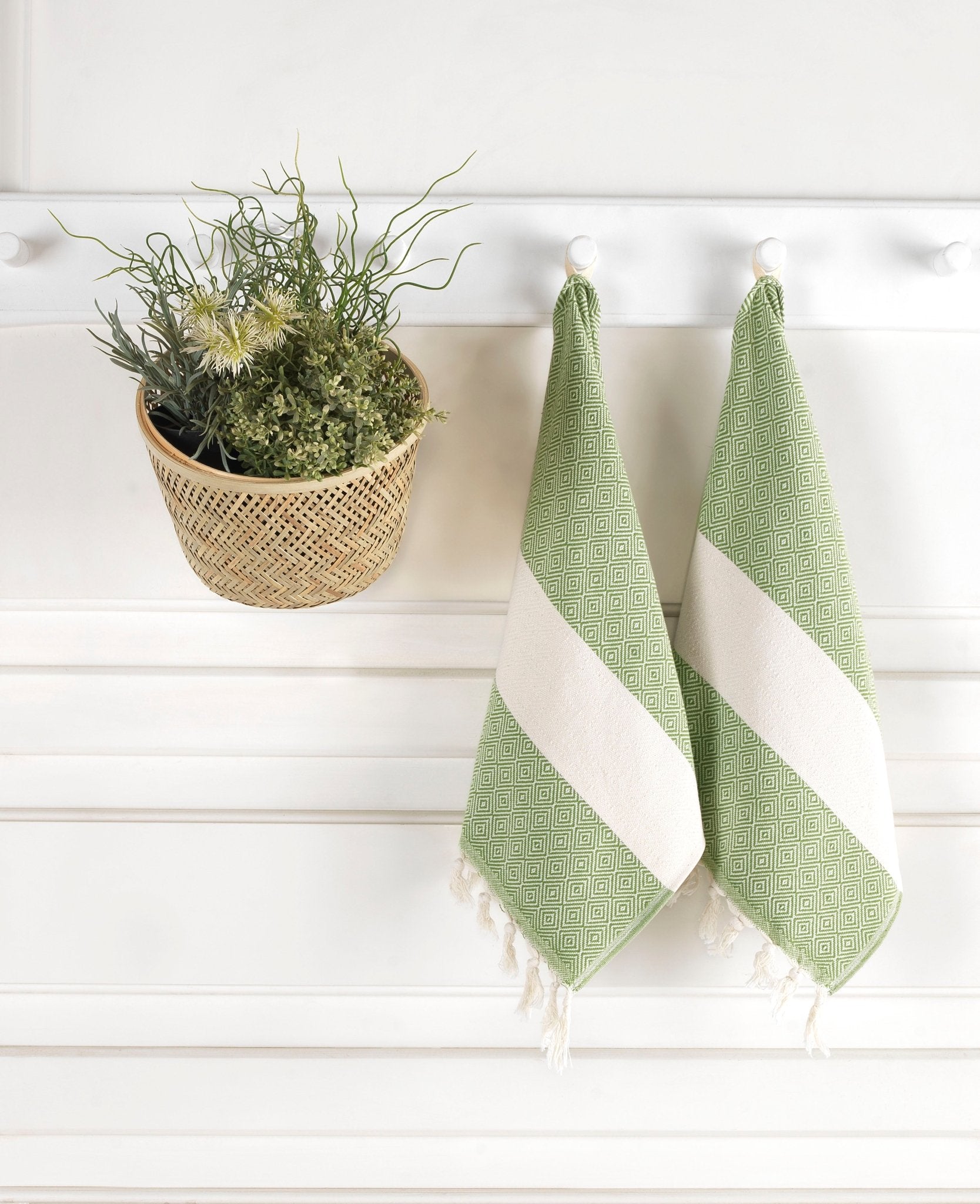 Turkish Hand Towels Set of 2 Decorative Towels for Bathroom and Kitchen - Soft, Absorbent and Quick Dry Farmhouse Towels for Hands, Hair and Face - Wear Sierra