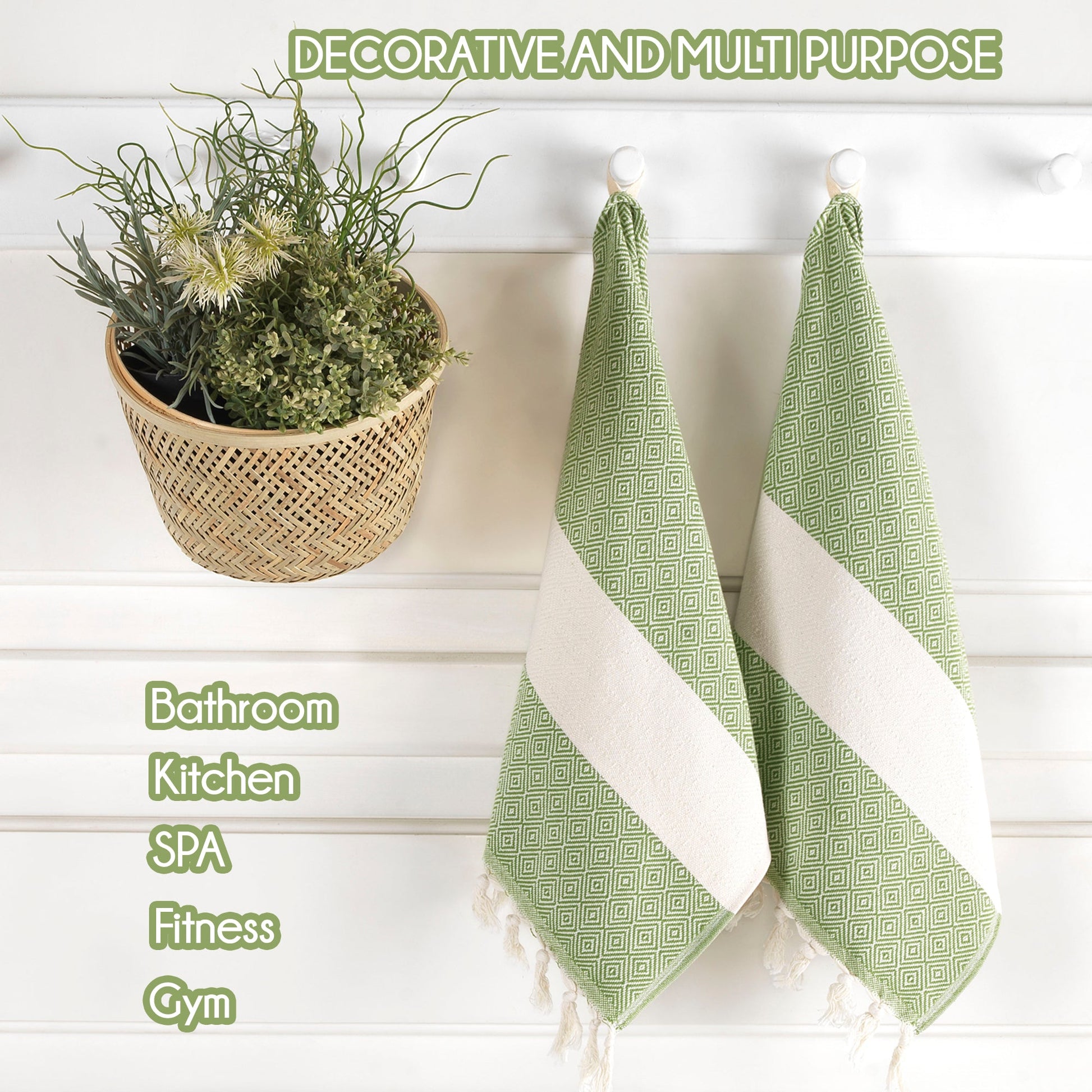 Turkish Hand Towels Set of 2 Decorative Towels for Bathroom and Kitchen - Soft, Absorbent and Quick Dry Farmhouse Towels for Hands, Hair and Face - Wear Sierra