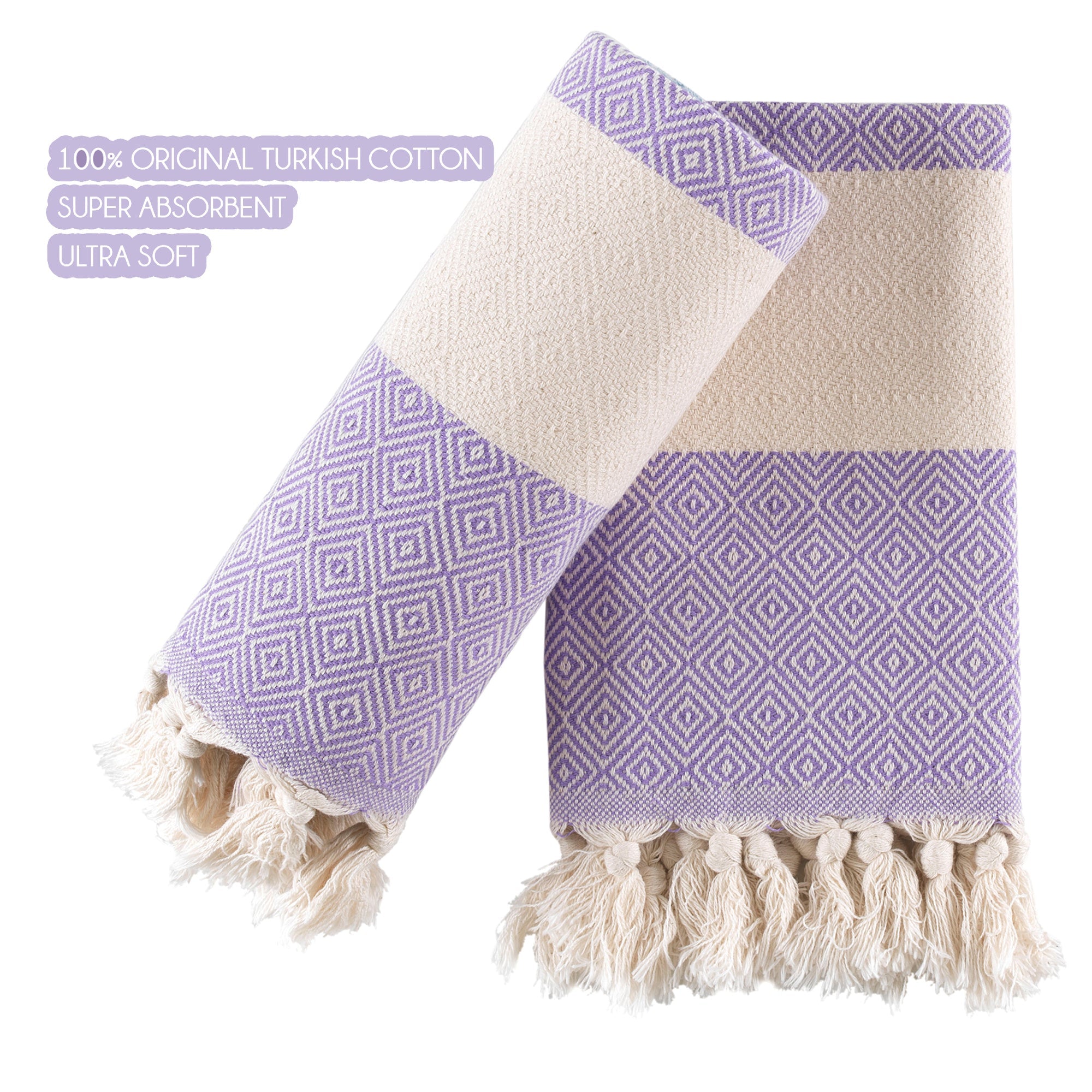 Turkish Hand Towels Set of 2 Decorative Towels for Bathroom and Kitchen - Soft, Absorbent and Quick Dry Farmhouse Towels for Hands, Hair and Face - Wear Sierra