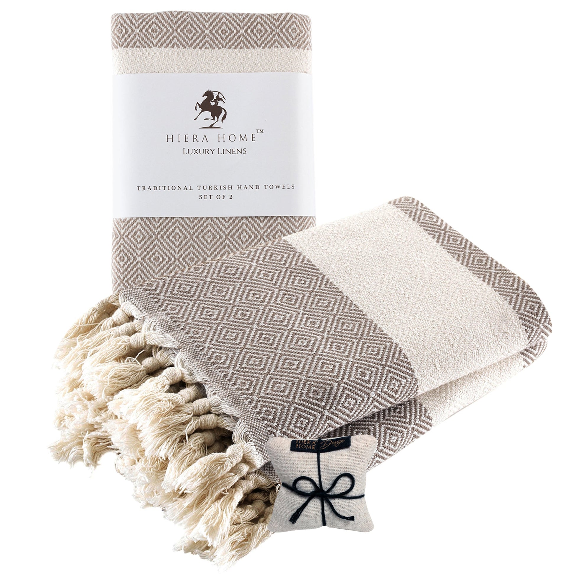 Turkish Hand Towels Set of 2 Decorative Towels for Bathroom and Kitchen - Soft, Absorbent and Quick Dry Farmhouse Towels for Hands, Hair and Face - Wear Sierra