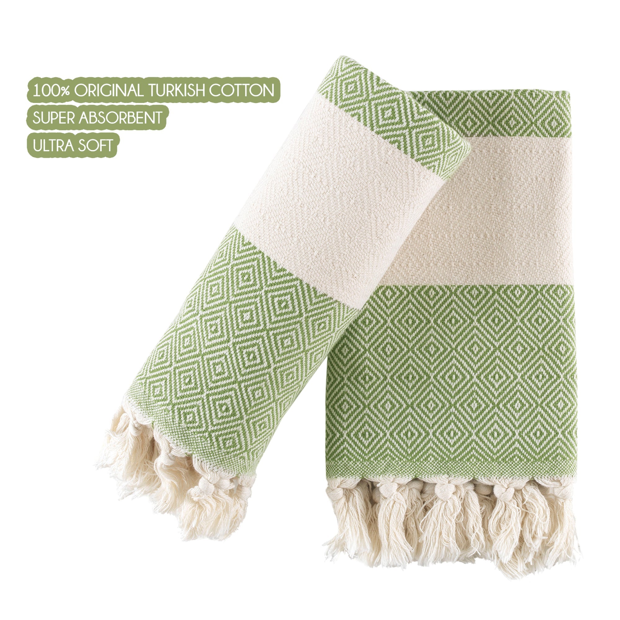 Turkish Hand Towels Set of 2 Decorative Towels for Bathroom and Kitchen - Soft, Absorbent and Quick Dry Farmhouse Towels for Hands, Hair and Face - Wear Sierra