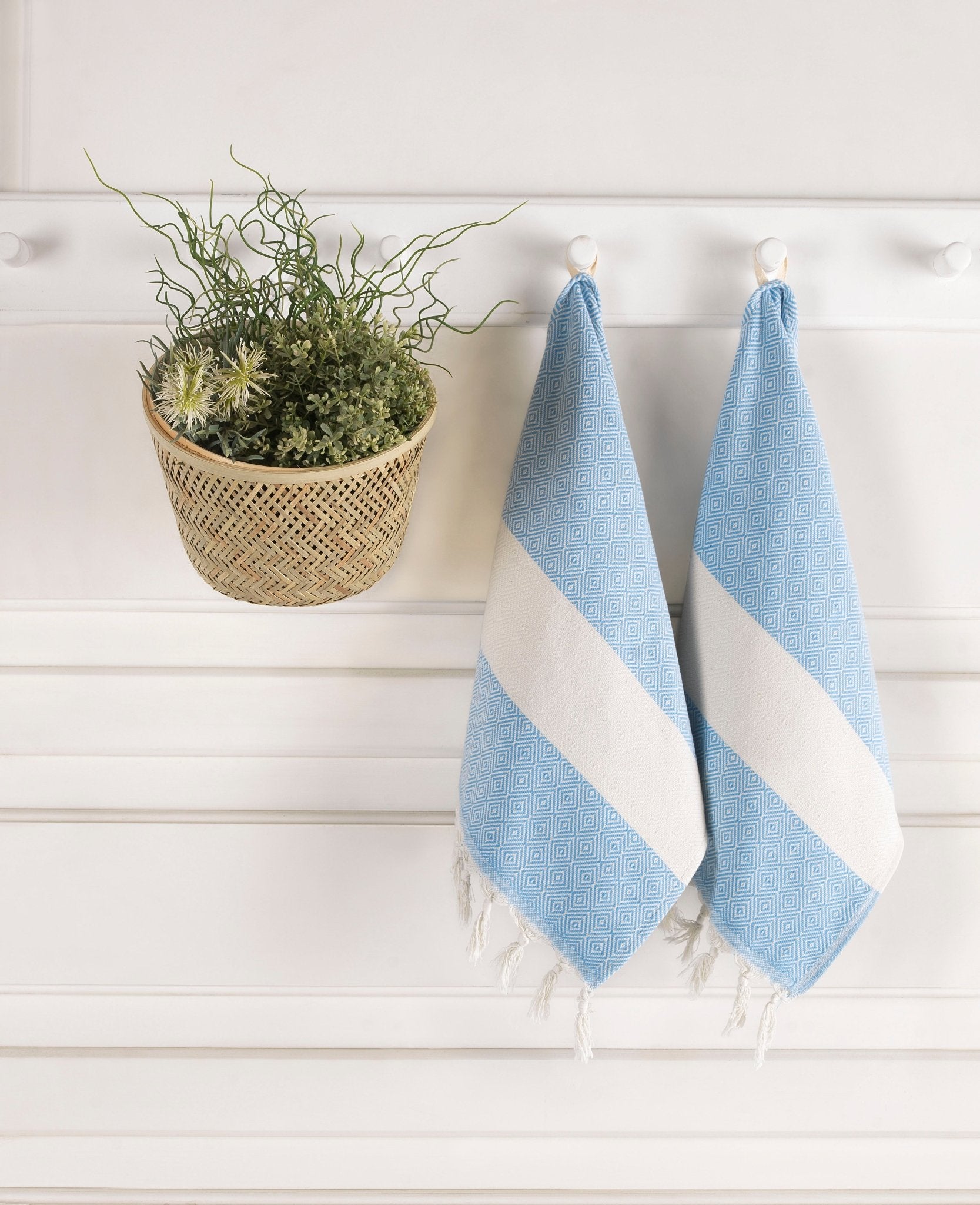 Turkish Hand Towels Set of 2 Decorative Towels for Bathroom and Kitchen - Soft, Absorbent and Quick Dry Farmhouse Towels for Hands, Hair and Face - Wear Sierra