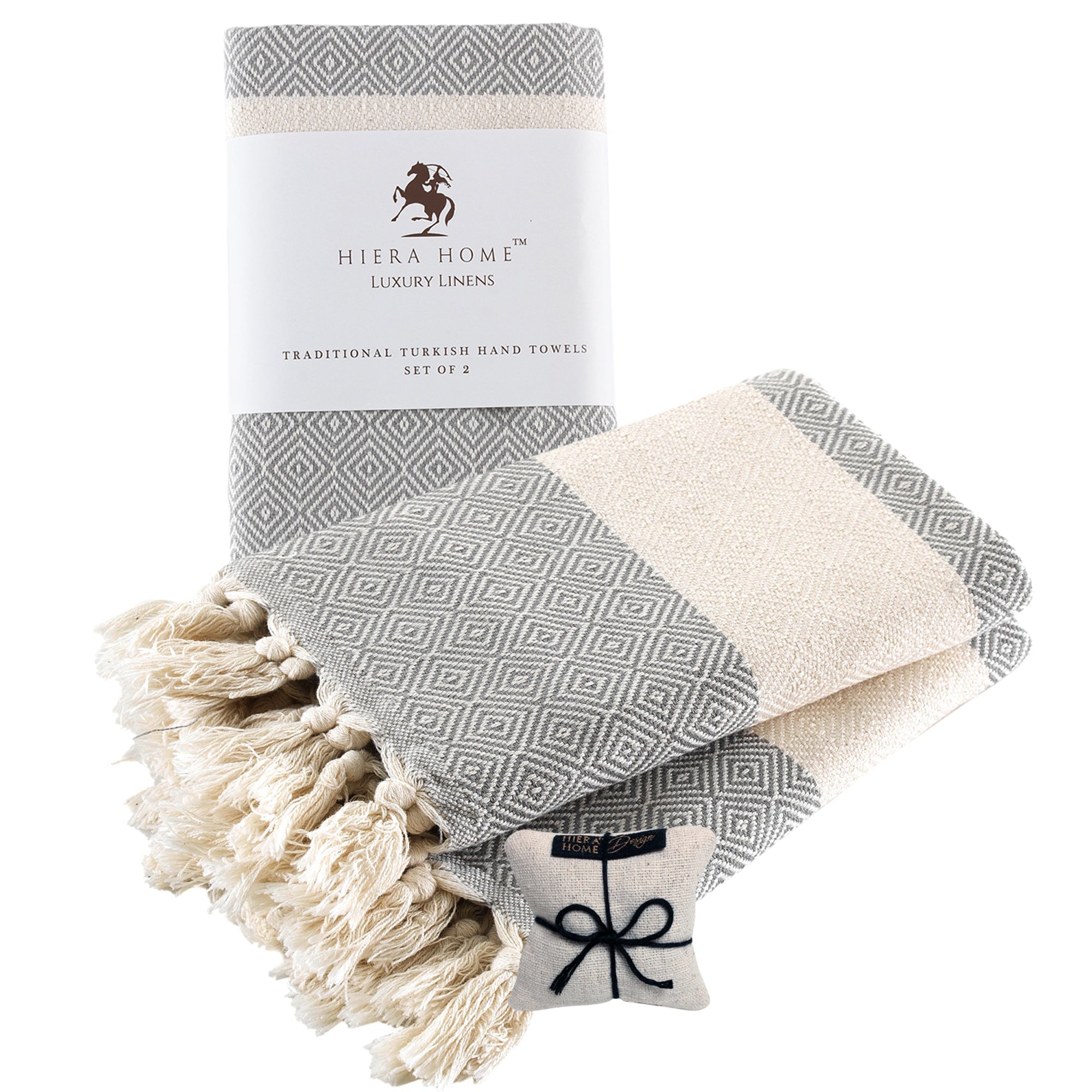 Turkish Hand Towels Set of 2 Decorative Towels for Bathroom and Kitchen - Soft, Absorbent and Quick Dry Farmhouse Towels for Hands, Hair and Face - Wear Sierra