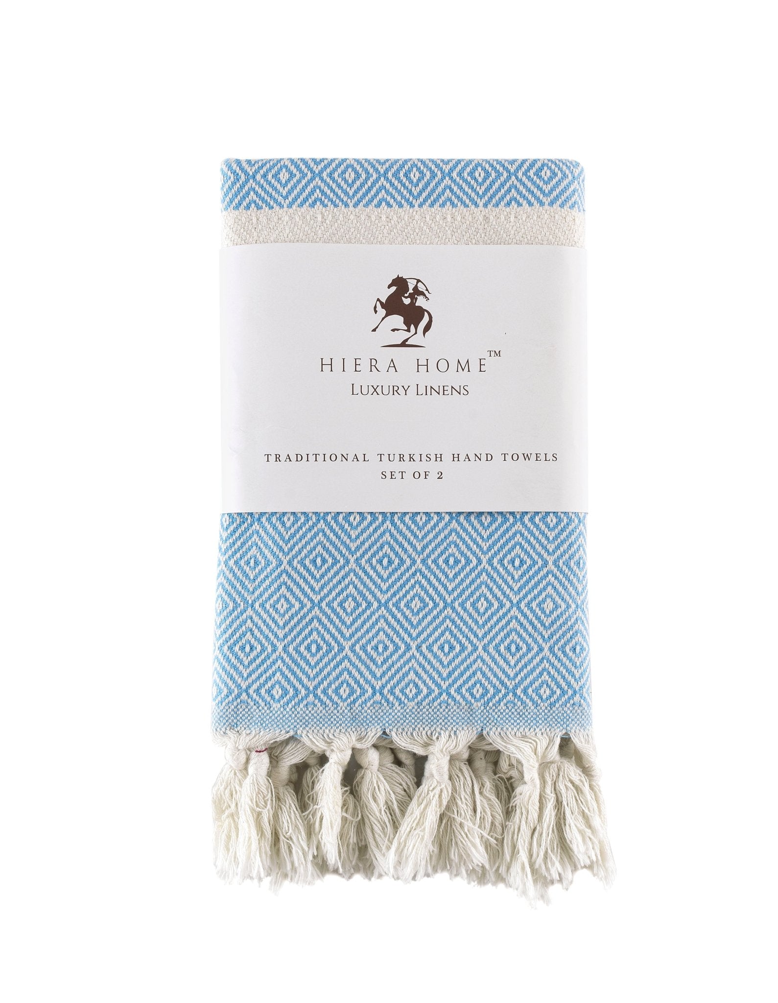 Turkish Hand Towels Set of 2 Decorative Towels for Bathroom and Kitchen - Soft, Absorbent and Quick Dry Farmhouse Towels for Hands, Hair and Face - Wear Sierra