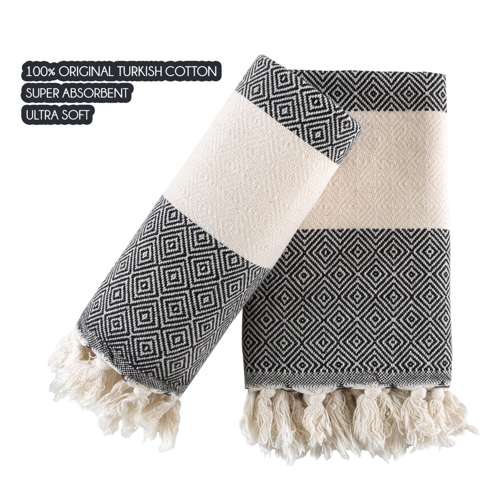 Turkish Hand Towels Set of 2 Decorative Towels for Bathroom and Kitchen - Soft, Absorbent and Quick Dry Farmhouse Towels for Hands, Hair and Face - Wear Sierra