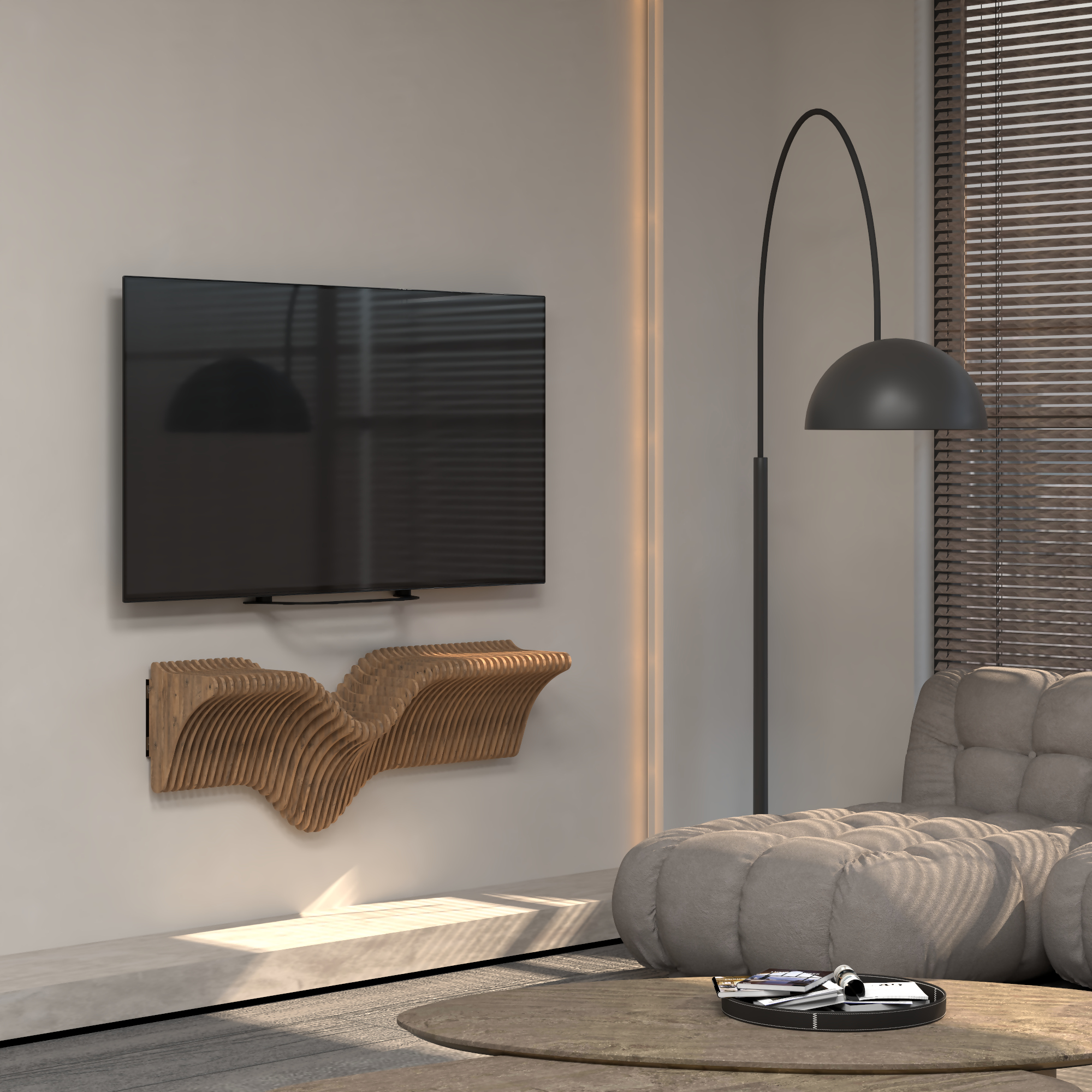 Parametric Shelf 40inch Wavy Design Display Shelf