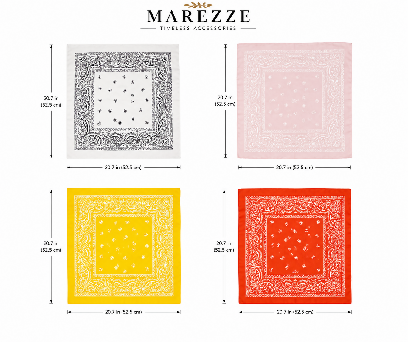 Marezze Timeless Cotton Scarf Collection – 4-Piece Paisley Accessories Set