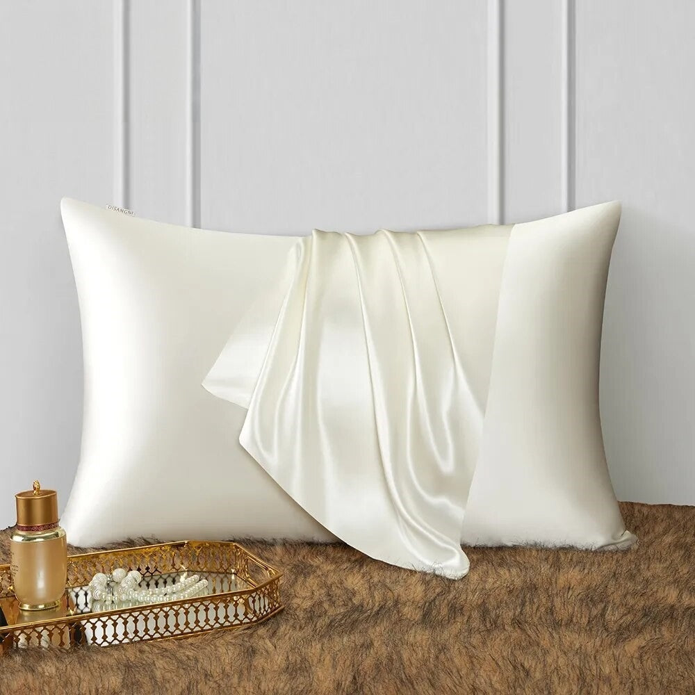 ANYHOUZ Pillowcase 50x75cm White Natural Mulberry Silk For Comfortable And Relaxing Home Bed