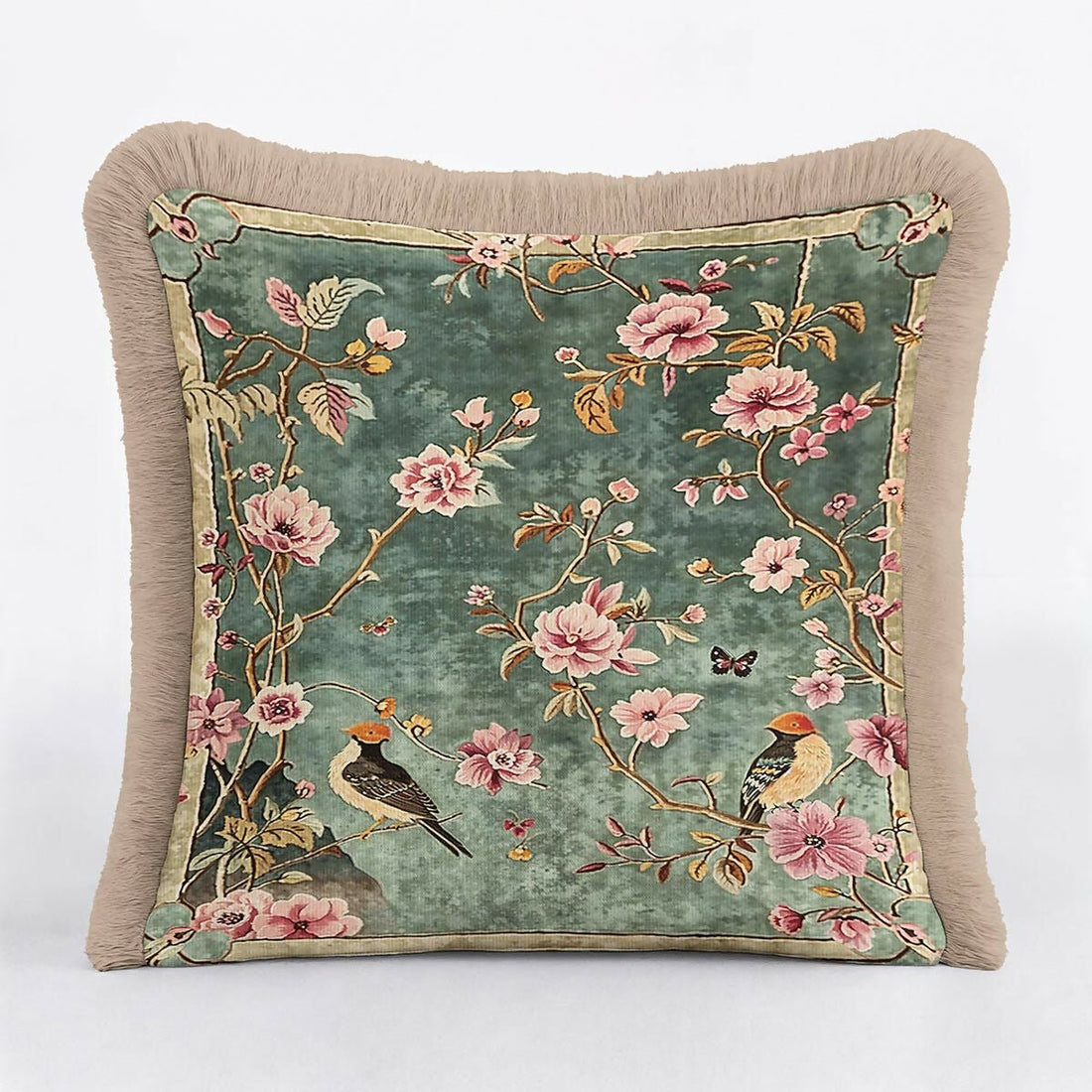 Vintage Floral Bird With Tassel Cushion Cover Set of 2, Decoration For Living Room - Wear Sierra