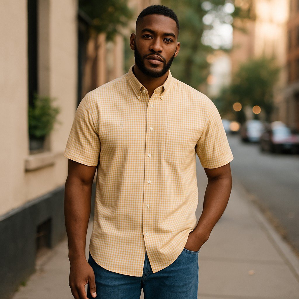Wear Sierra Top Shelf Men's Cotton Button Down Short Sleeve Shirts Green Plaid - Wear Sierra