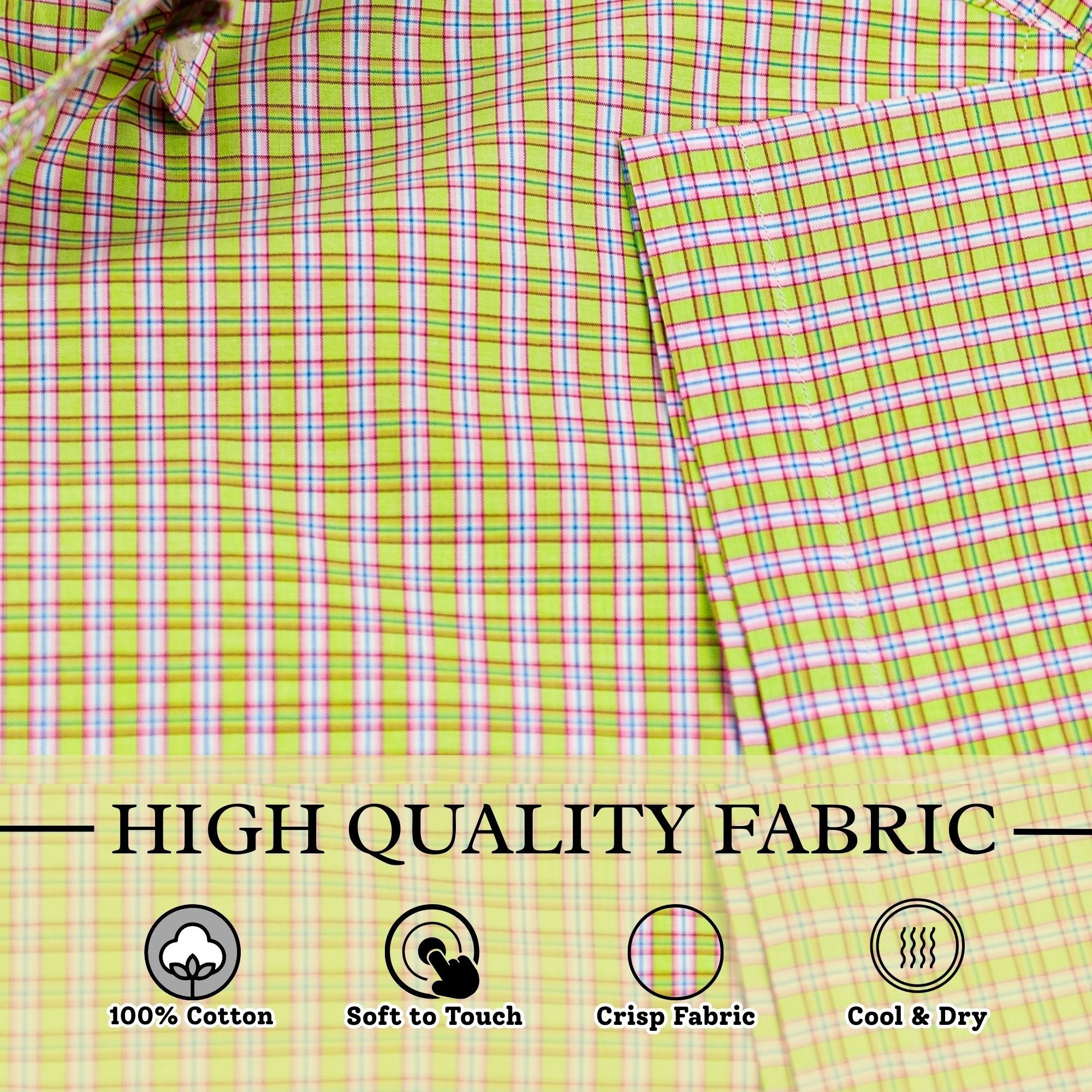 Wear Sierra Top Shelf Men's Cotton Button Down Short Sleeve Shirts Green Plaid - Wear Sierra