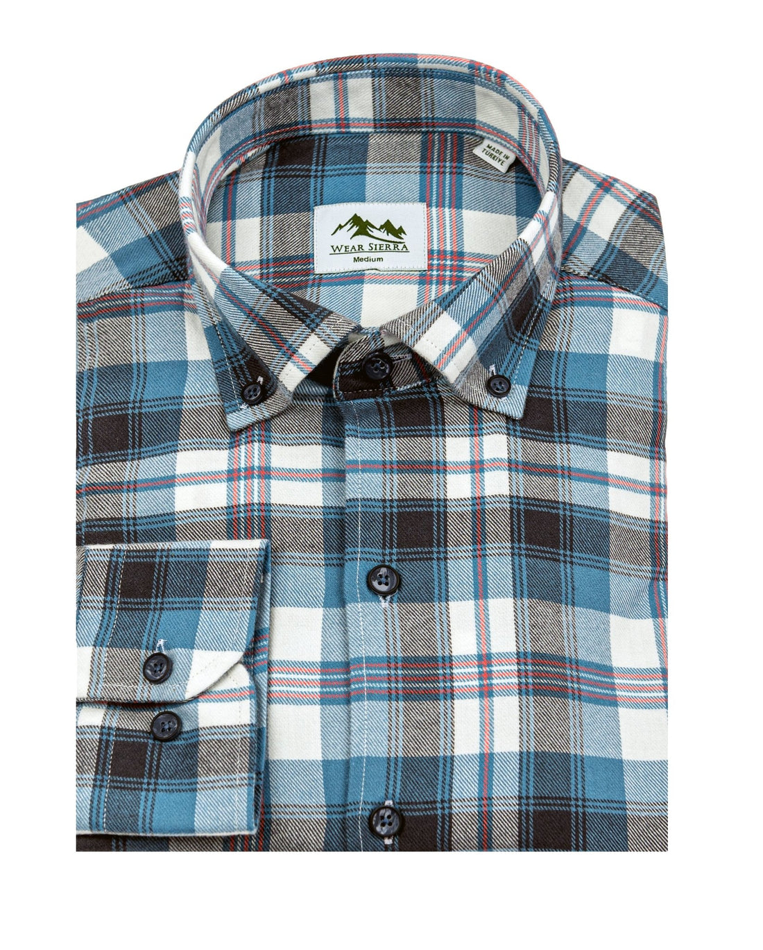 Wear Sierra Top Shelf Men's Cotton Long Sleeve Button Down Shirts in Blue Plaid - Wear Sierra
