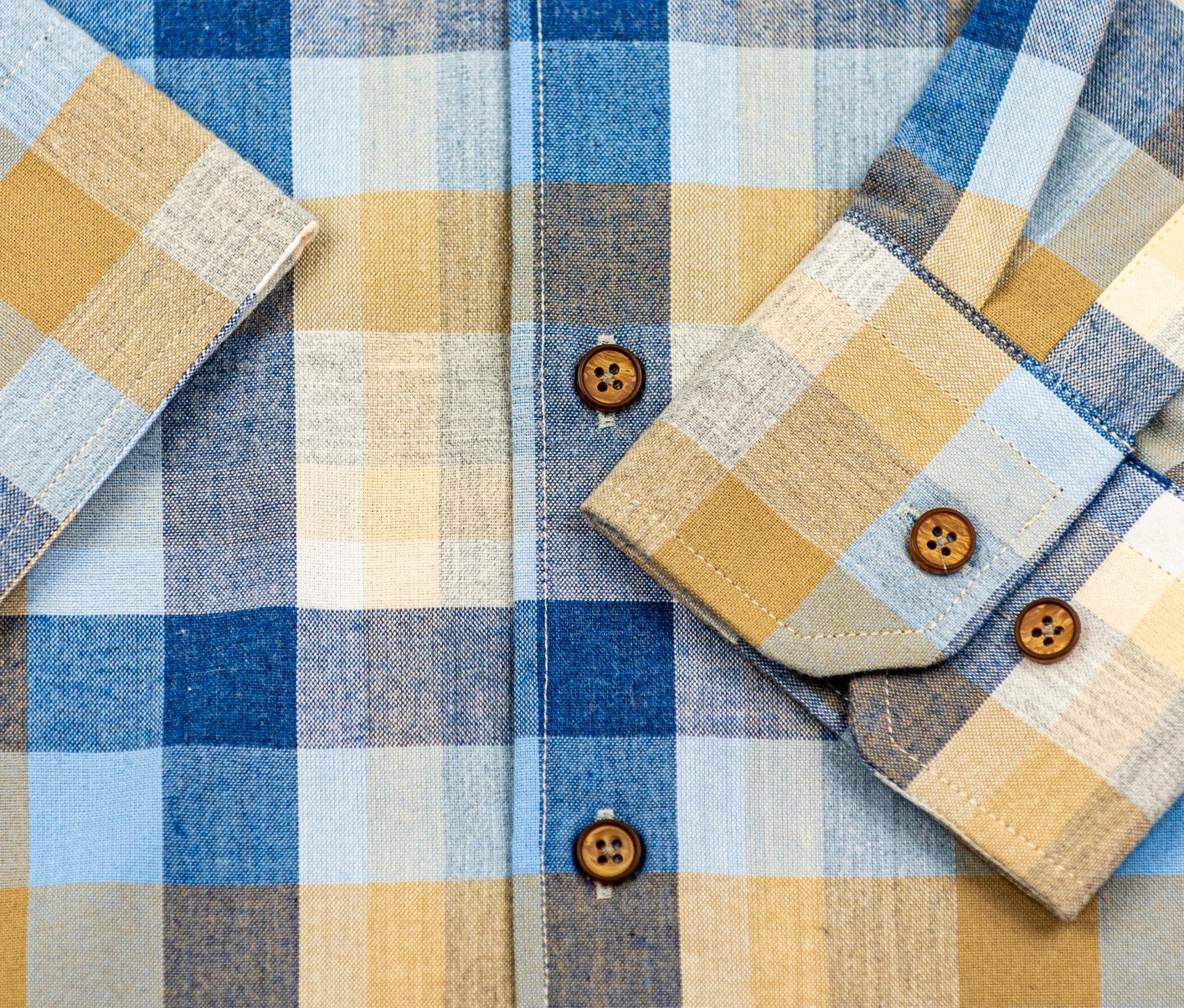Wear Sierra Top Shelf Men's Cotton Long Sleeve Button Down Shirts in Blue Plaid, Soft Combed Cotton Shirt for Dads & Grads - Wear Sierra