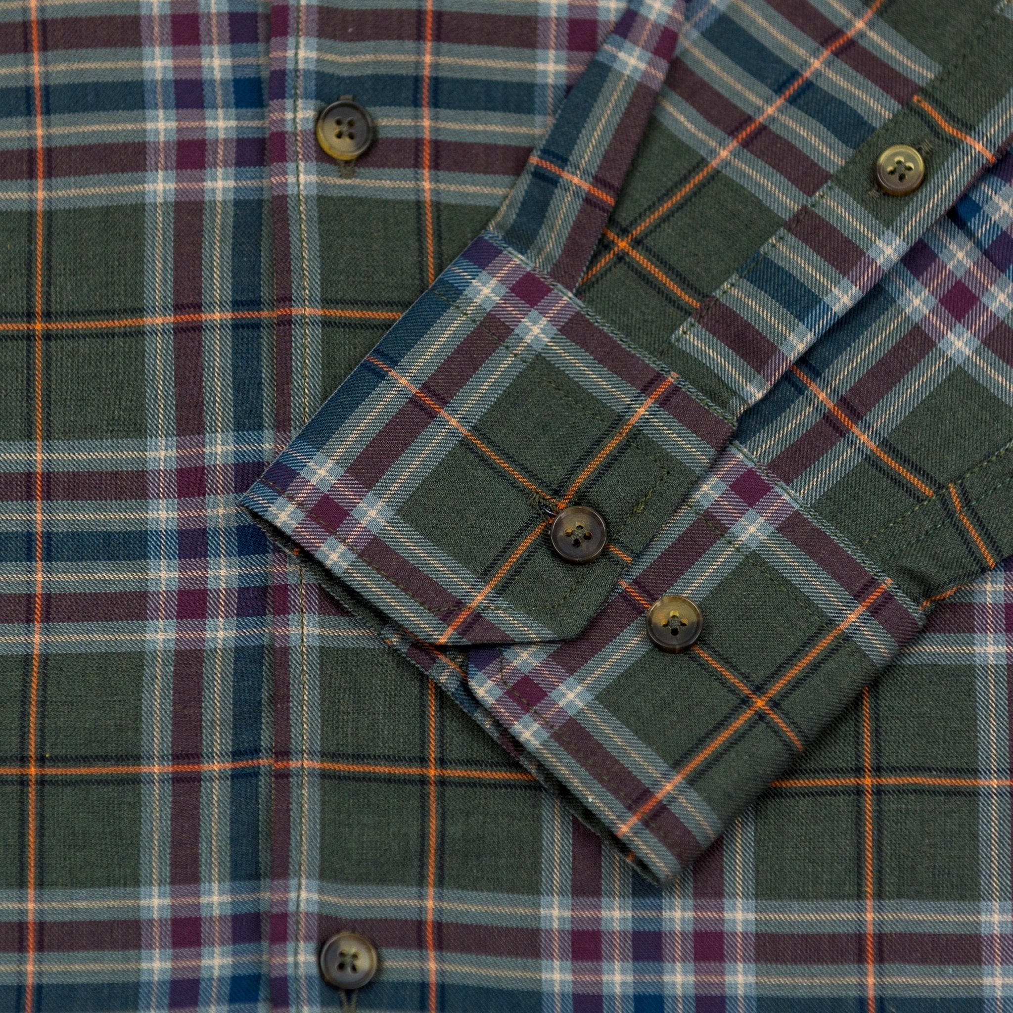 Wear Sierra Top Shelf Men's Cotton Long Sleeve Button Down Shirts in Brown & Green Plaid - Wear Sierra