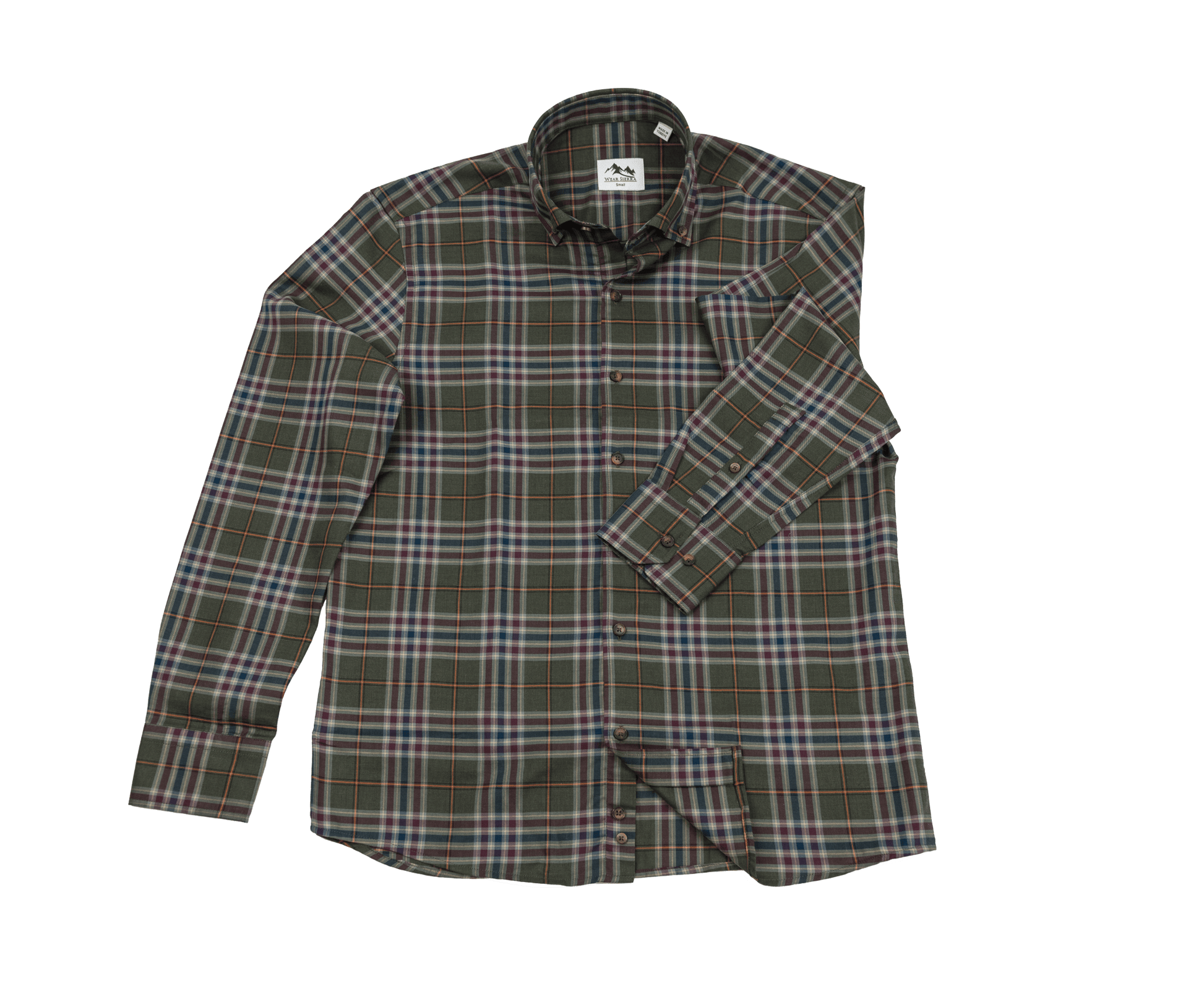 Wear Sierra Top Shelf Men's Cotton Long Sleeve Button Down Shirts in Brown & Green Plaid - Wear Sierra