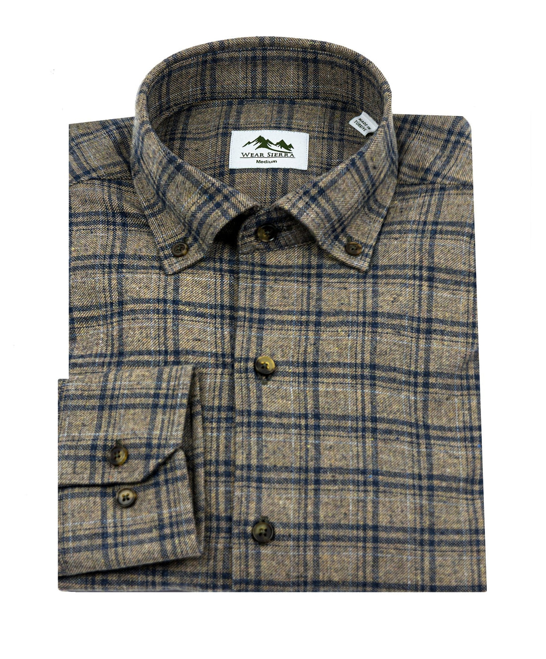 Wear Sierra Top Shelf Men's Cotton Long Sleeve Button Down Shirts in Brown Plaid - Wear Sierra