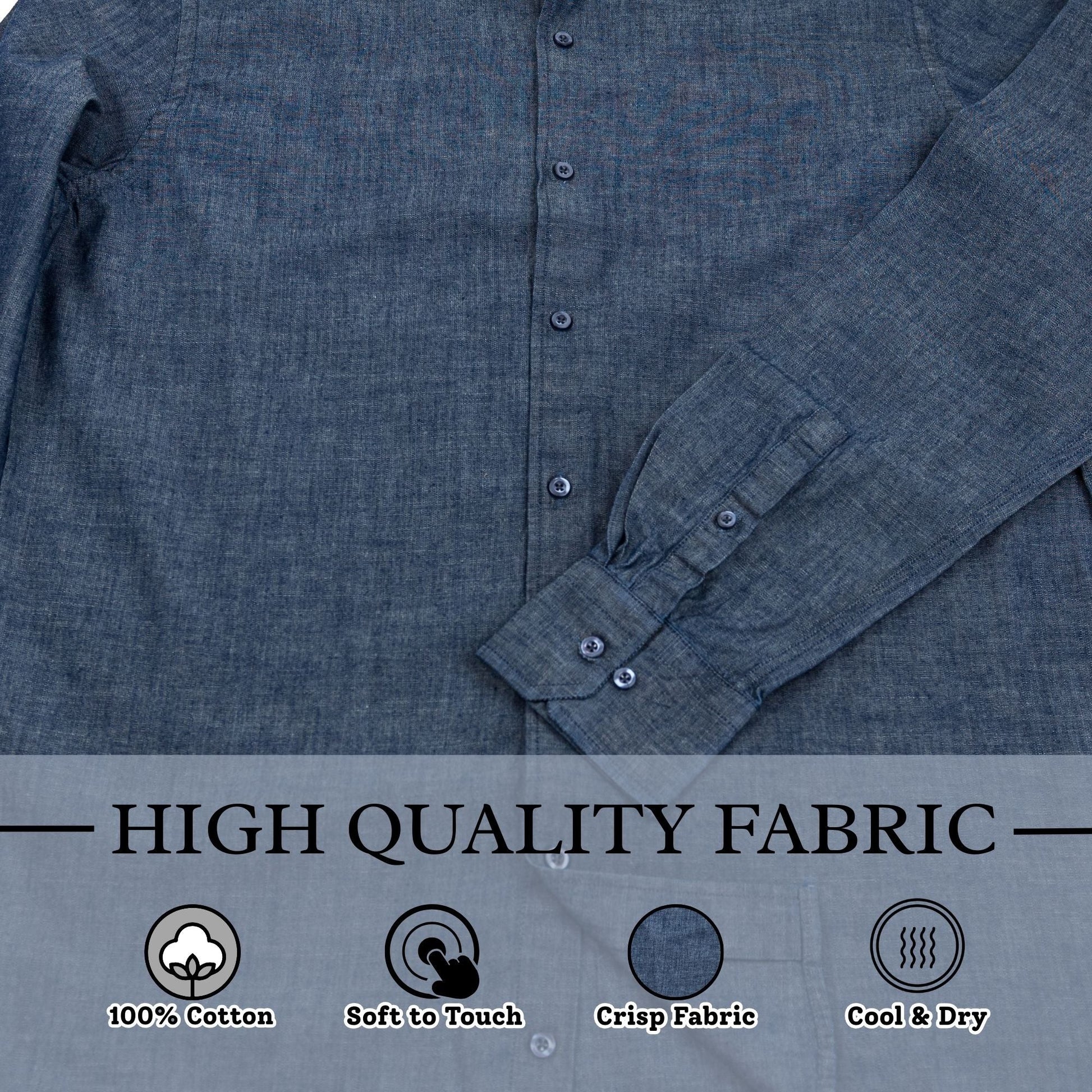Wear Sierra Top Shelf Men's Cotton Long Sleeve Button Down Shirts in Chambray Navy - Wear Sierra