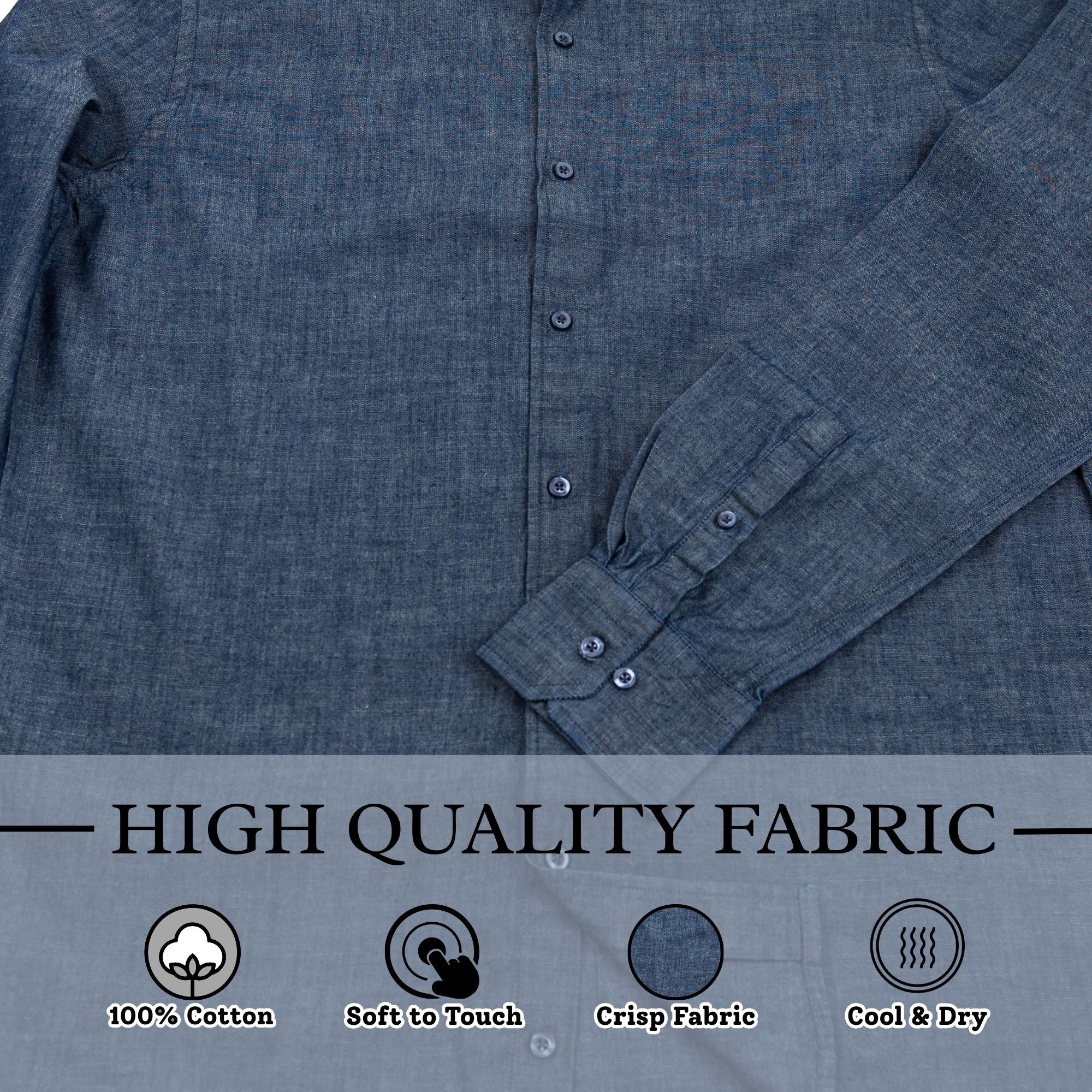 Wear Sierra Top Shelf Men's Cotton Long Sleeve Button Down Shirts in Chambray Navy - Wear Sierra