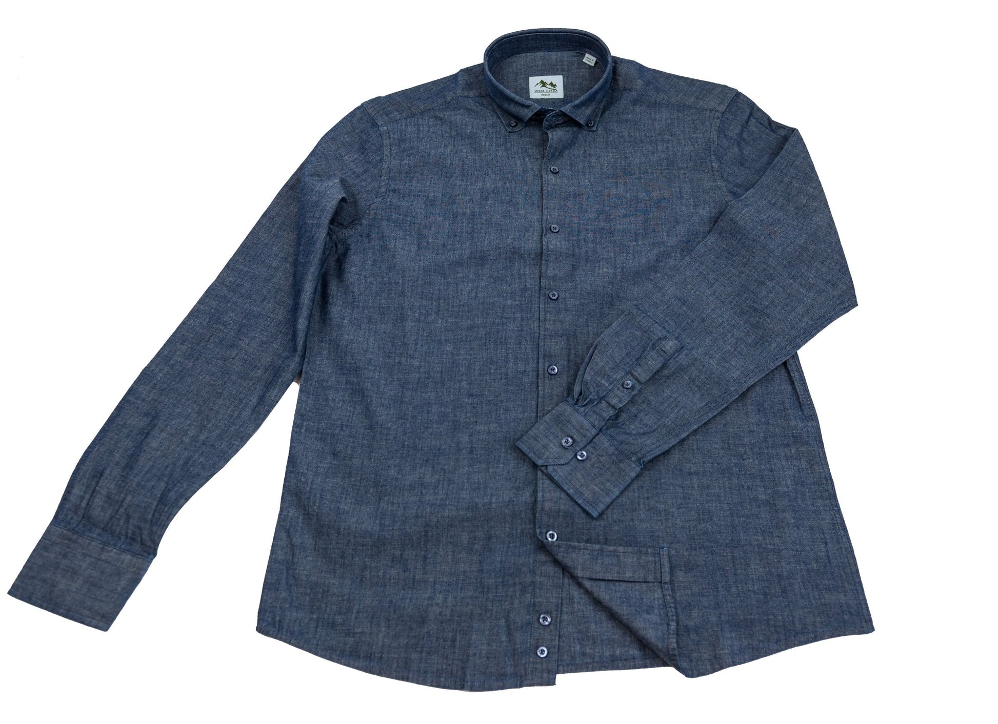 Wear Sierra Top Shelf Men's Cotton Long Sleeve Button Down Shirts in Chambray Navy - Wear Sierra