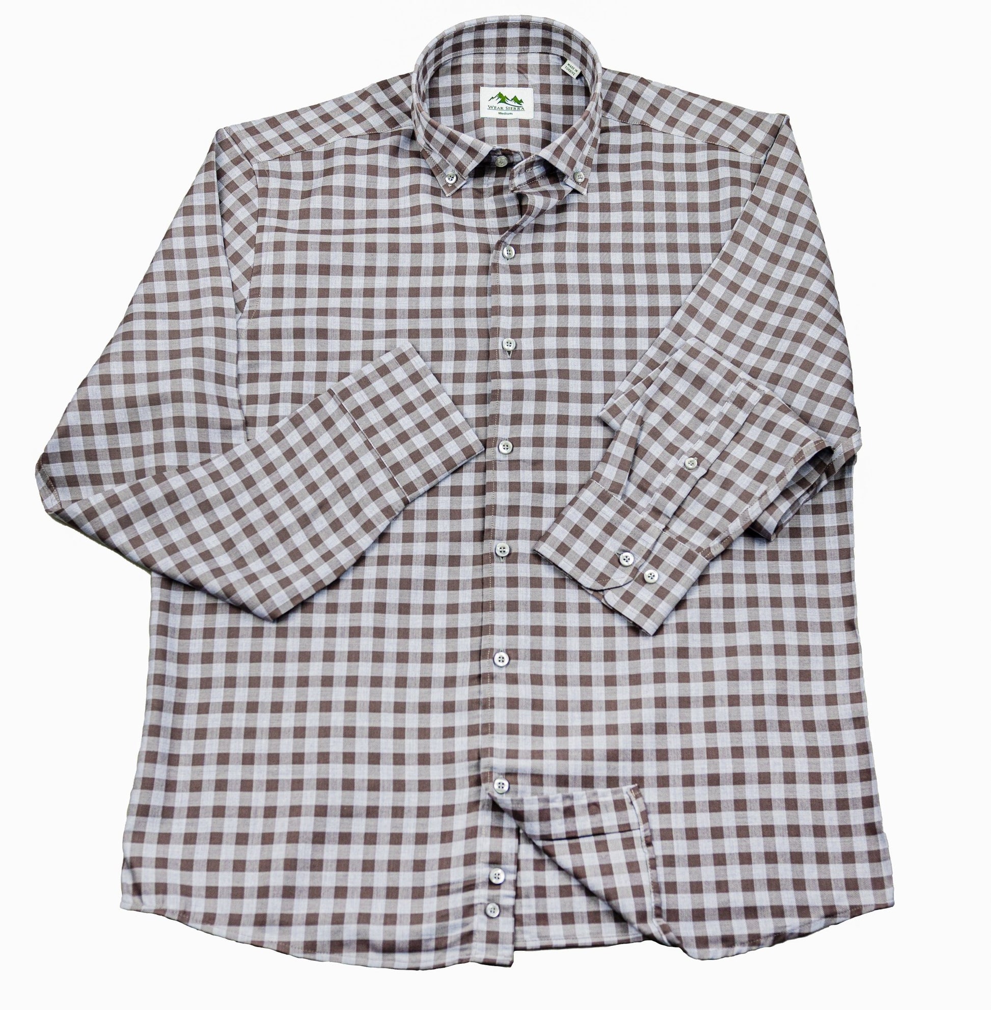 Wear Sierra Top Shelf Men's Cotton Long Sleeve Button Down Shirts in Gray Check - Wear Sierra