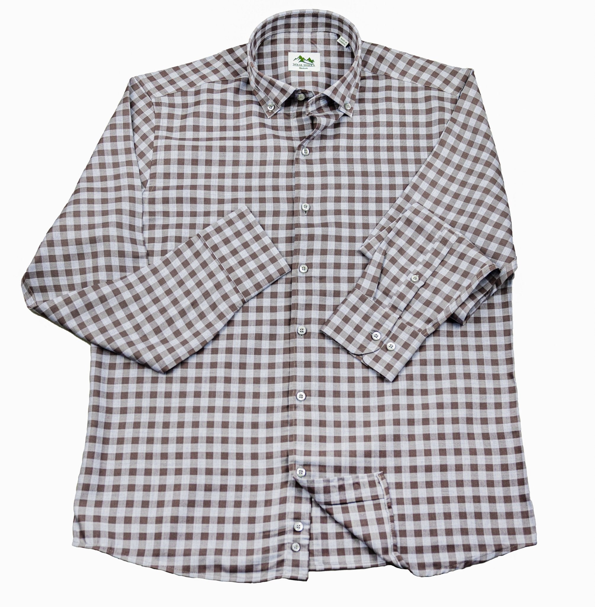 Wear Sierra Top Shelf Men's Cotton Long Sleeve Button Down Shirts in Gray Check - Wear Sierra