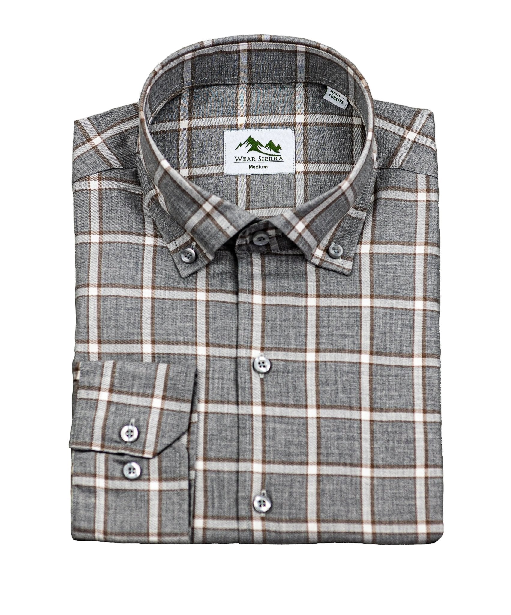 Wear Sierra Top Shelf Men's Cotton Long Sleeve Button Down Shirts in Gray Plaid - Wear Sierra