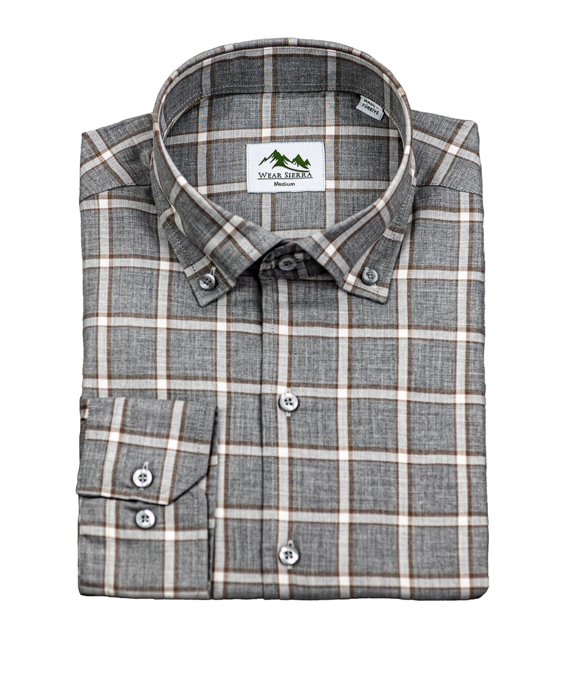 Wear Sierra Top Shelf Men's Cotton Long Sleeve Button Down Shirts in Gray Plaid - Wear Sierra