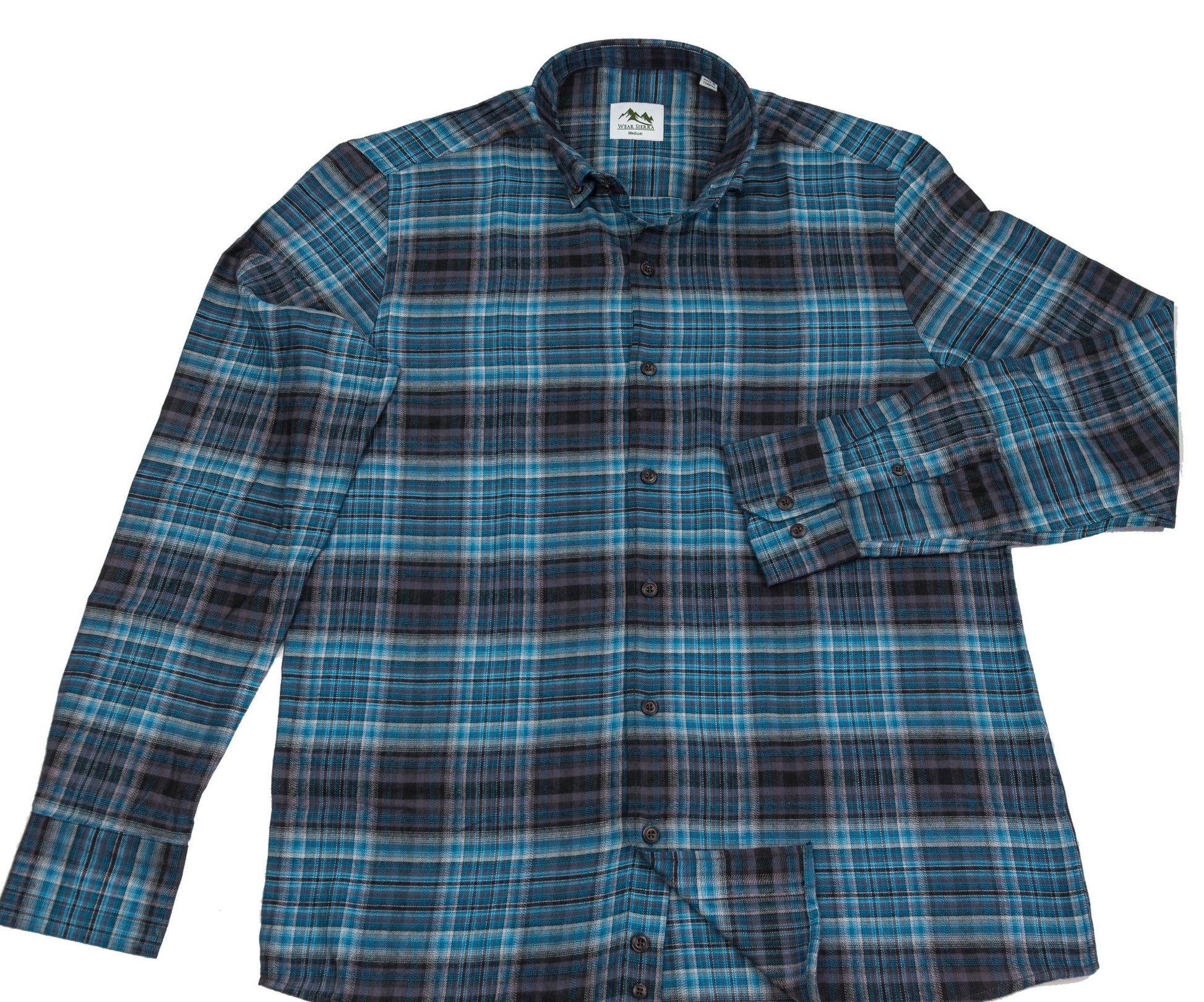Wear Sierra Top Shelf Men's Cotton Long Sleeve Button Down Shirts in Navy Plaid - Wear Sierra