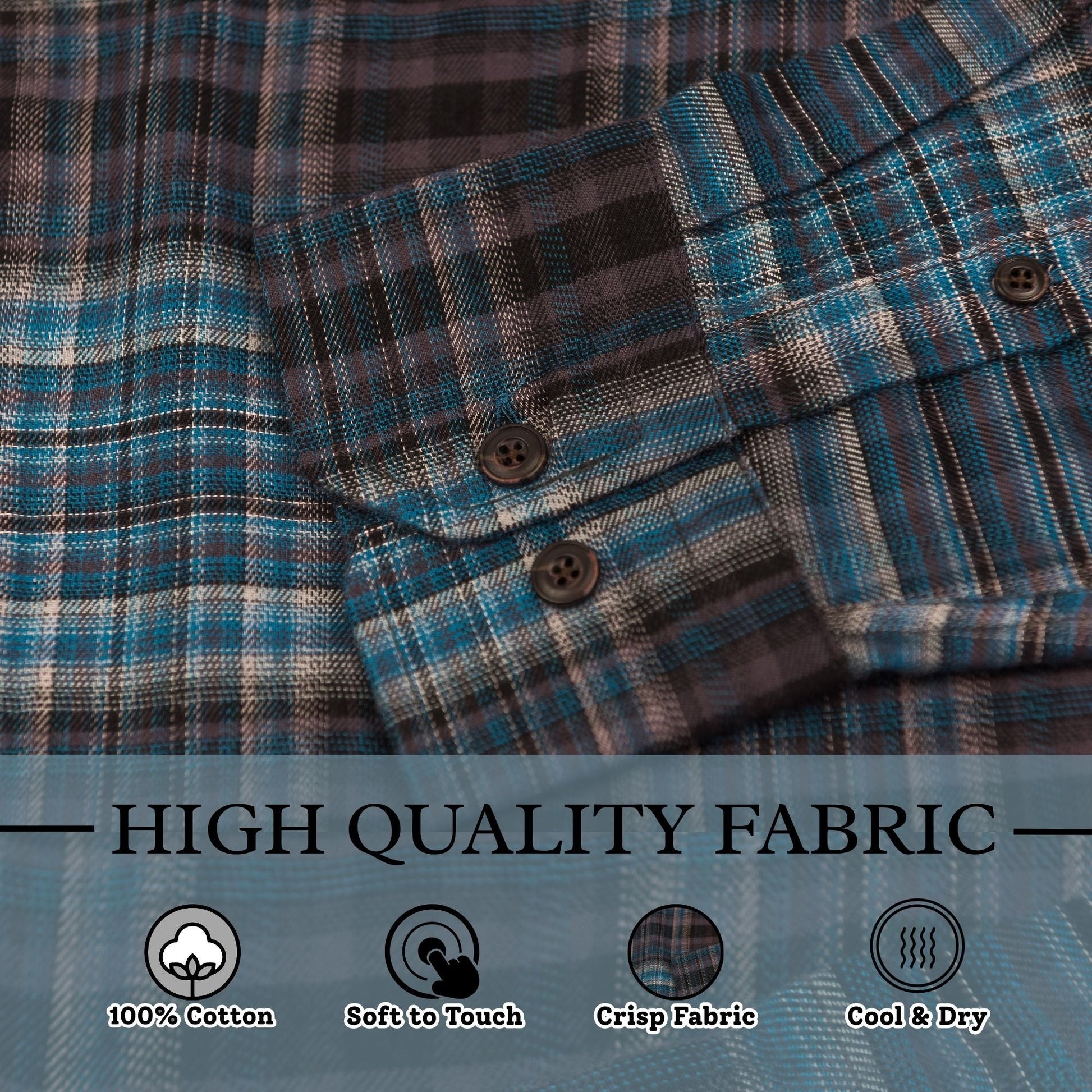 Wear Sierra Top Shelf Men's Cotton Long Sleeve Button Down Shirts in Navy Plaid - Wear Sierra