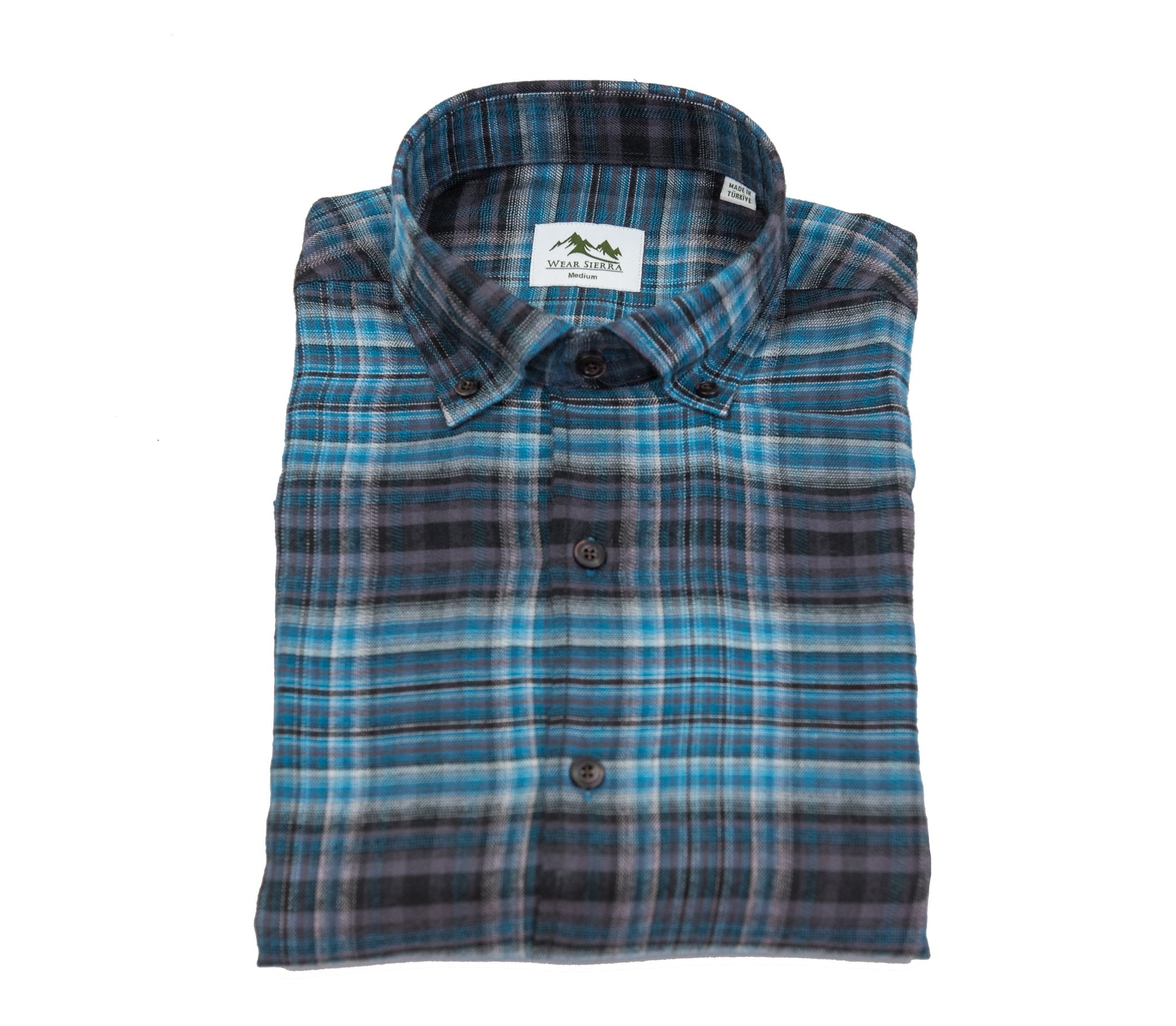 Wear Sierra Top Shelf Men's Cotton Long Sleeve Button Down Shirts in Navy Plaid - Wear Sierra