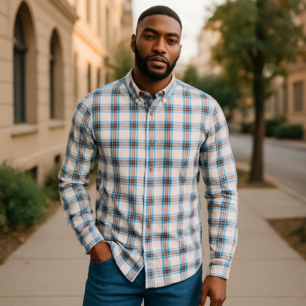 Wear Sierra Top Shelf Men's Cotton Long Sleeve Button Down Shirts in White Plaid - Wear Sierra