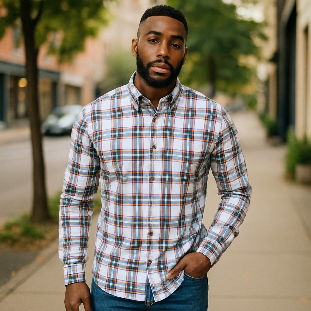 Wear Sierra Top Shelf Men's Cotton Long Sleeve Button Down Shirts in White Plaid - Wear Sierra
